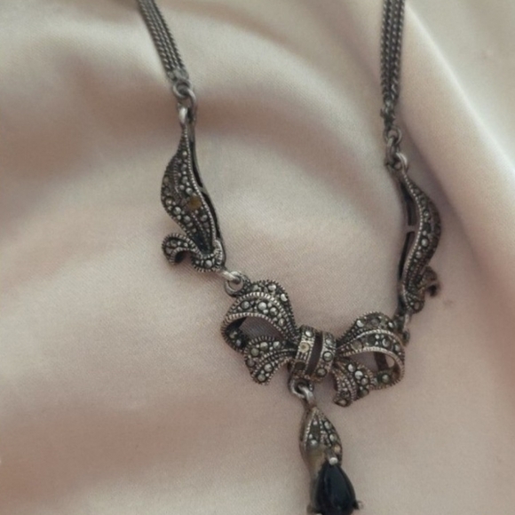 Antique art deco collar Bib Necklace solid Thick solid sterl  Or 10k Gold - Picture 2 of 12